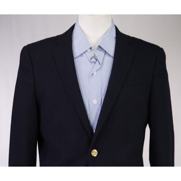 Uniqlo Men's Wool Fleece Slim Fit Navy Blue Blazer Gold Buttons Small 38S - Picture 3 of 8